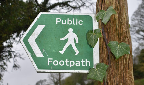 Public footpath sign on the Tewitfield loop